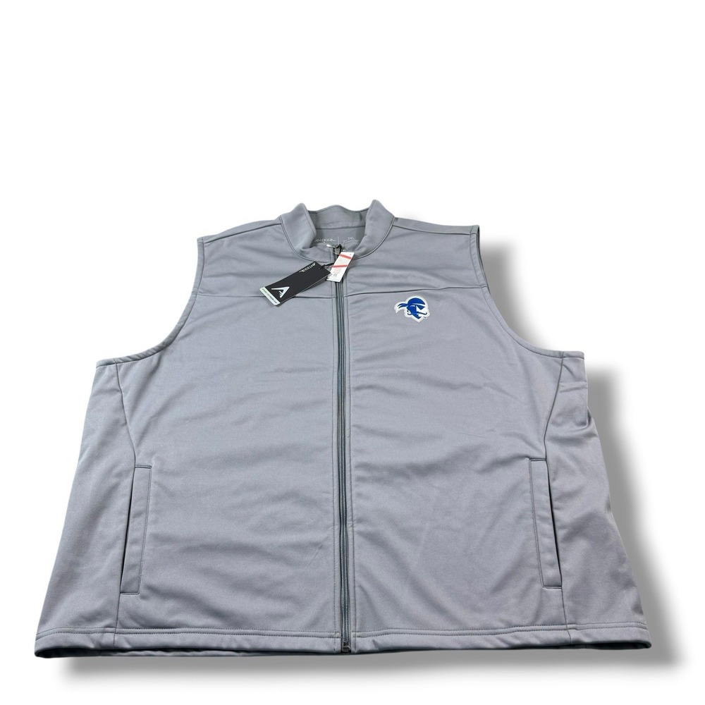 NWT Antigua Links Full-Zip Vest Seton Hall Pirates Steel Gray Mens Size 3XL